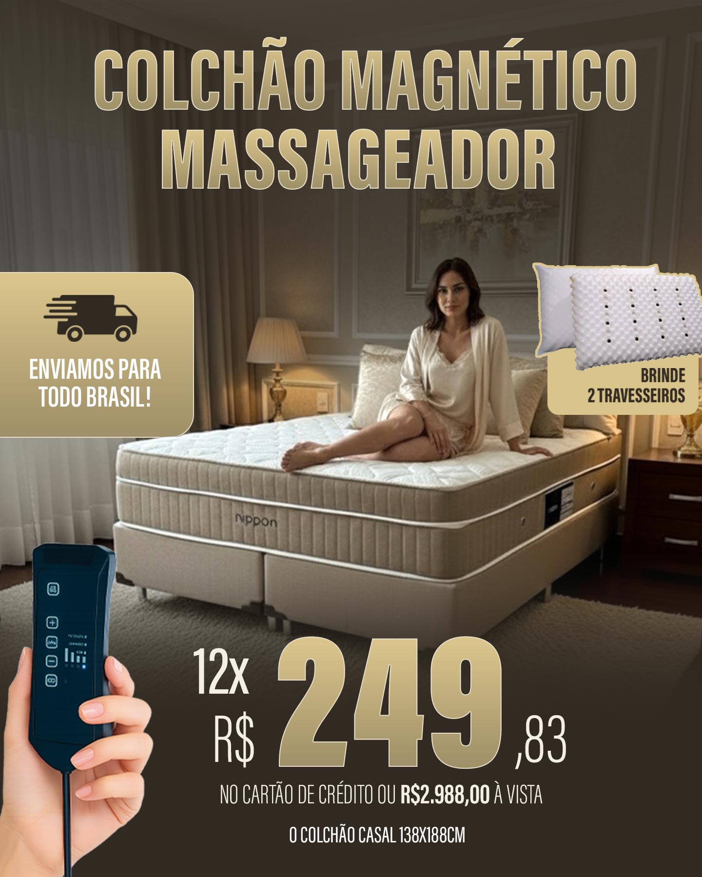 colchão magnético massageador casal Nipponflex colchoes premium alto imas e massagem